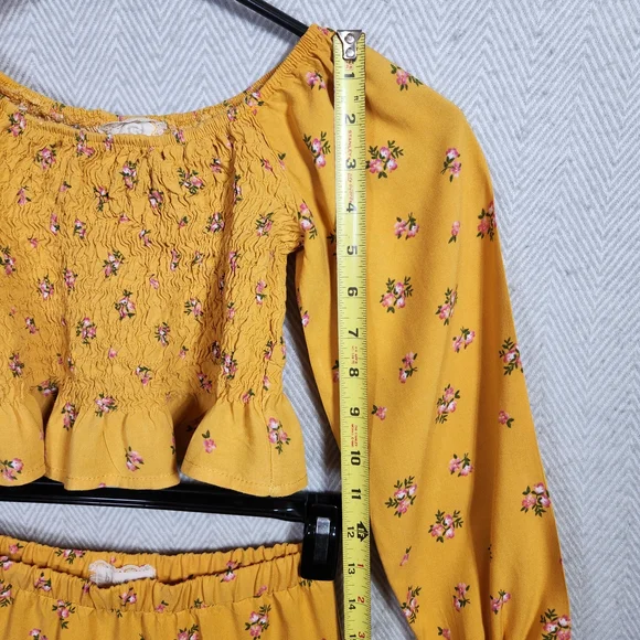 Btween Girls 8 Floral Yellow With Pink Two-Piece Set Top And Skirt - Picture 5 of 11